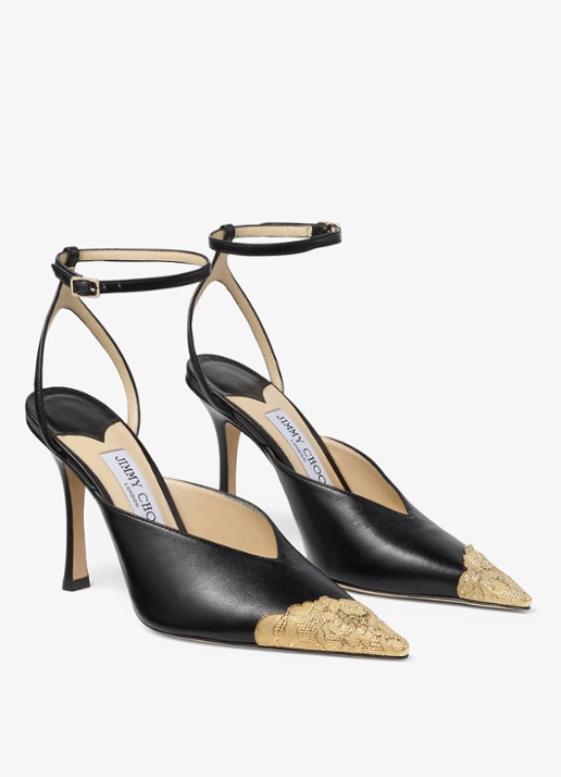 Jimmy Choo Faiz 100 sandalette van leer - voorkant 2 zwart