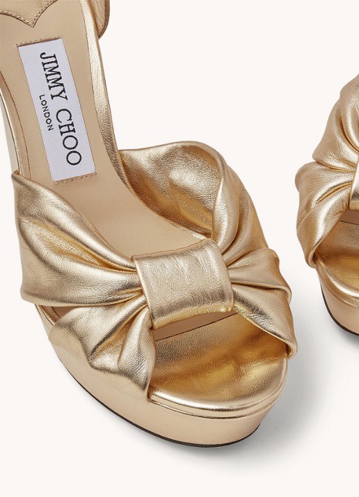Jimmy Choo Heloise 120 sandalette van lamsleer met metallic finish - detail 5 goud
