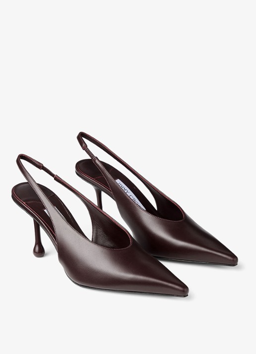 Jimmy Choo Isa 80 slingback van kalfsleer - voorkant 2 bordeauxrood