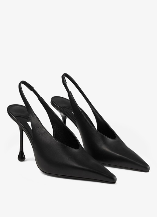 Jimmy Choo Isa 95 slingback van kalfsleer - voorkant 4 zwart