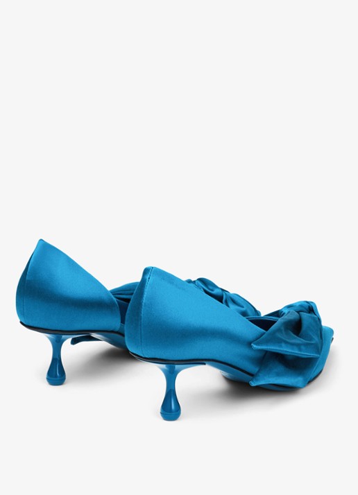 Jimmy Choo Issy 50 pump van satijn - achterkant lagoon / blauw