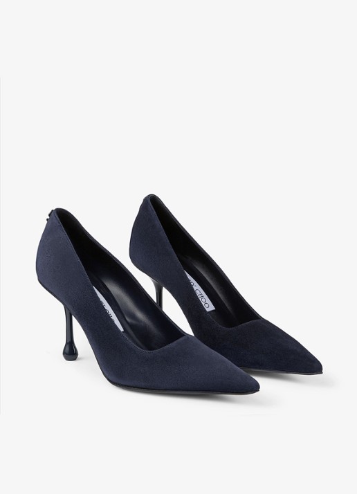Jimmy Choo Ixia 80 pump van geitensuède - voorkant 5 donkerblauw