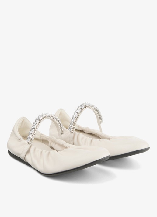 Jimmy Choo Jade ballerina van leer - detail 3 gebroken wit