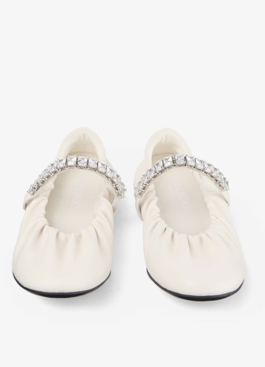 Jimmy Choo Jade ballerina van leer - detail 4 gebroken wit