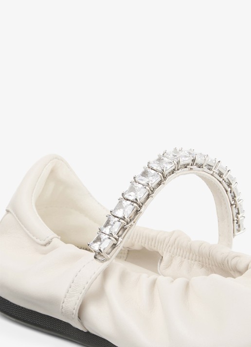 Jimmy Choo Jade ballerina van leer - detail 5 gebroken wit