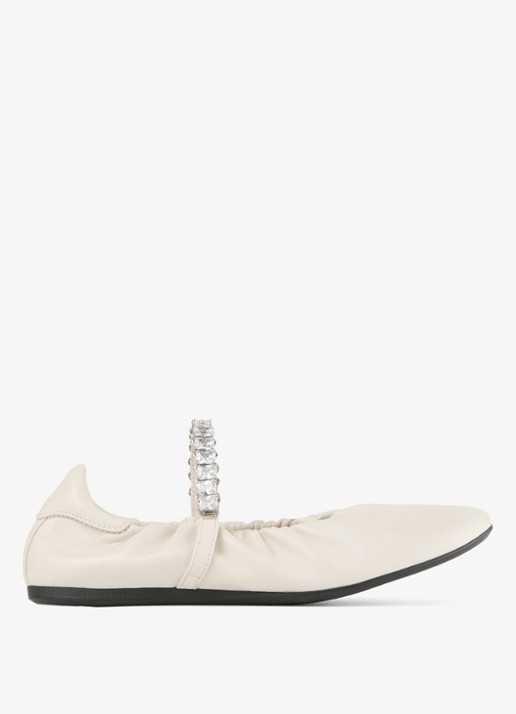 Jimmy Choo Jade ballerina van leer - voorkant gebroken wit