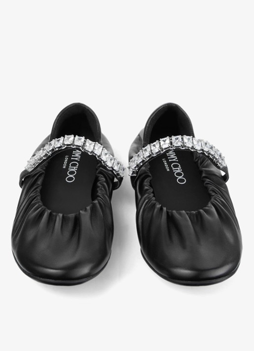 Jimmy Choo Jade ballerina van leer - detail 2 zwart