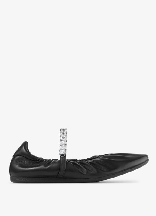 Jimmy Choo Jade ballerina van leer - voorkant 4 zwart