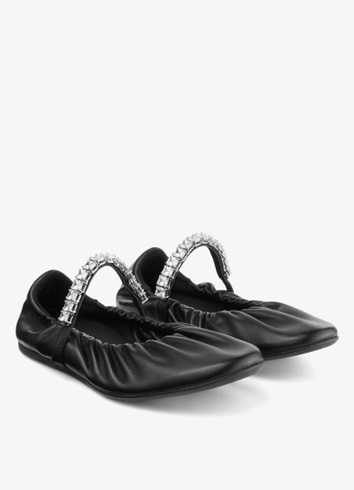 Jimmy Choo Jade ballerina van leer - voorkant 5 zwart