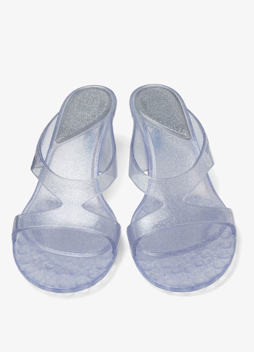 Jimmy Choo Jelly Drop 50 muiltje van rubber met glitter - detail 5 zilver