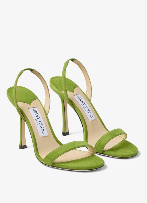 Jimmy Choo Jenn 100 sandalette van geitensuède - detail 4 groen