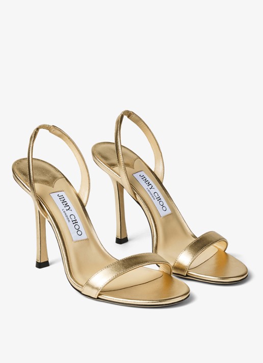 Jimmy Choo Jenn 100 sandalette van lamsleer met metallic finish - detail 4 goud