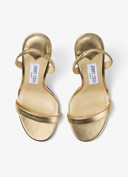 Jimmy Choo Jenn 100 sandalette van lamsleer met metallic finish - detail 5 goud
