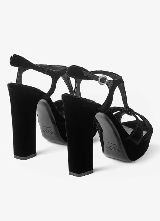 Jimmy Choo Kesia 120 sandalette van fluweel - achterkant zwart