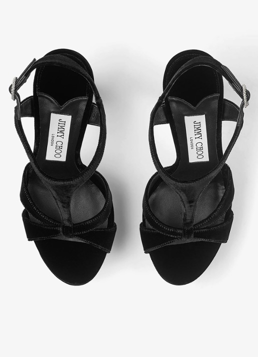 Jimmy Choo Kesia 120 sandalette van fluweel - detail 4 zwart