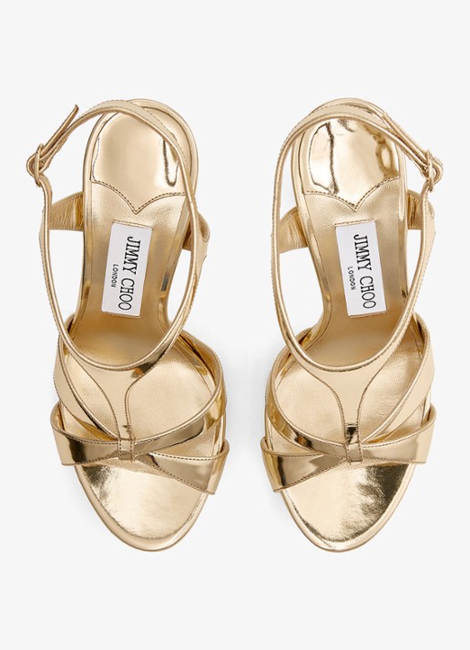Jimmy Choo Kesia 120 sandalette van kalfsleer met metallic finish - detail 4 goud
