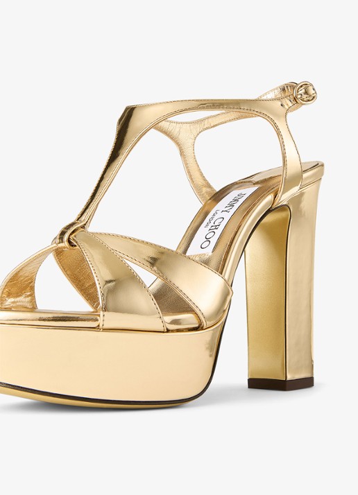 Jimmy Choo Kesia 120 sandalette van kalfsleer met metallic finish - detail 5 goud