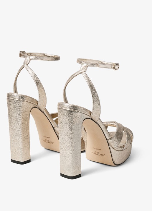 Jimmy Choo Kove 120 sandalette met metallic finish - achterkant 6 goud