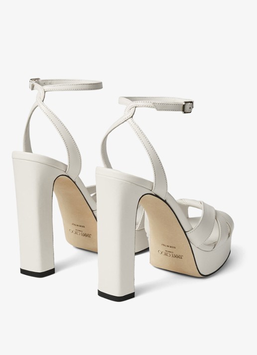 Jimmy Choo Kove 120 sandalette van lamsleer - achterkant 3 gebroken wit