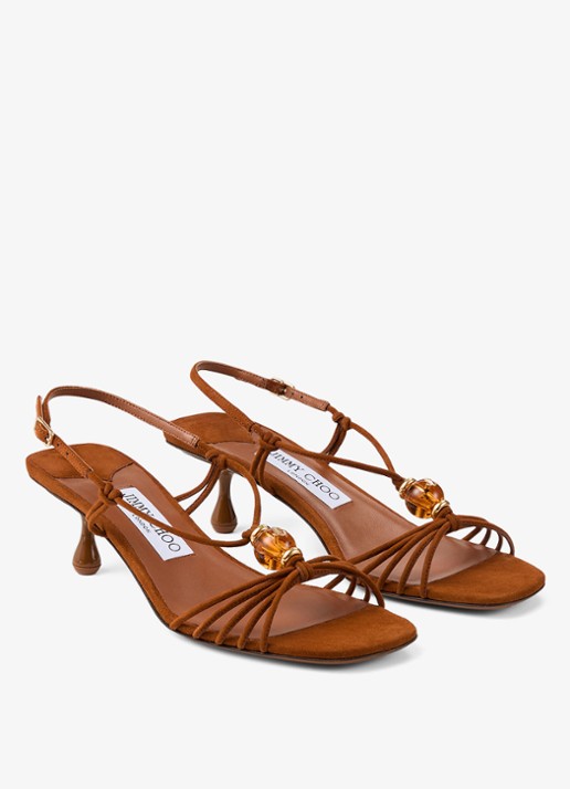Jimmy Choo Lova 50 sandalette van geitensuède - detail 4 bruin