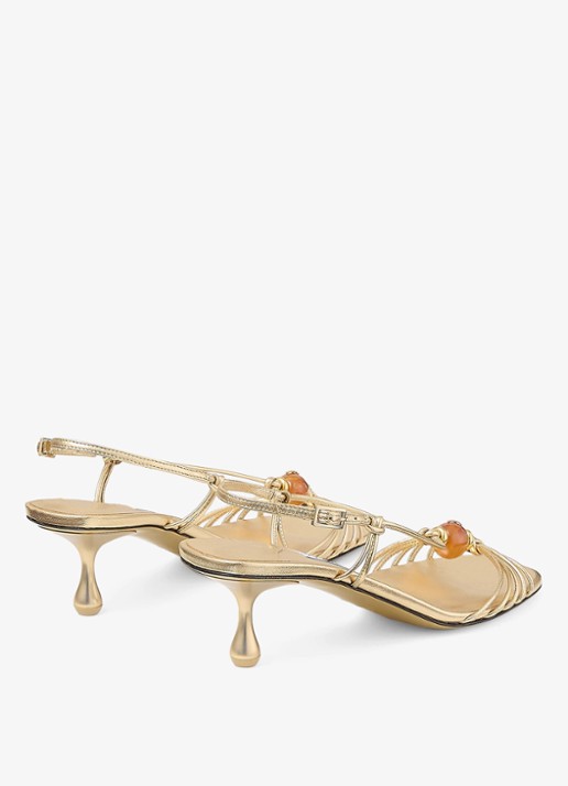 Jimmy Choo Lova 50 sandalette van lamsleer met metallic finish - achterkant 5 goud