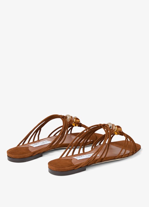 Jimmy Choo Lova slipper van geitensuède - achterkant 3 bruin