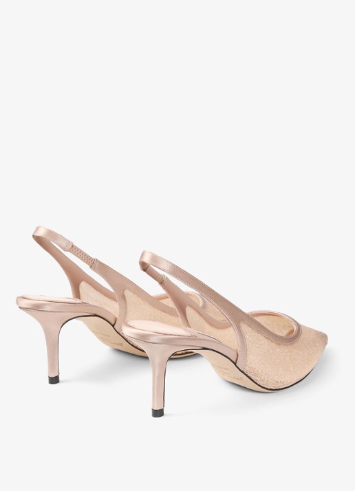 Jimmy Choo Love 65 slingback met glitter - achterkant beige