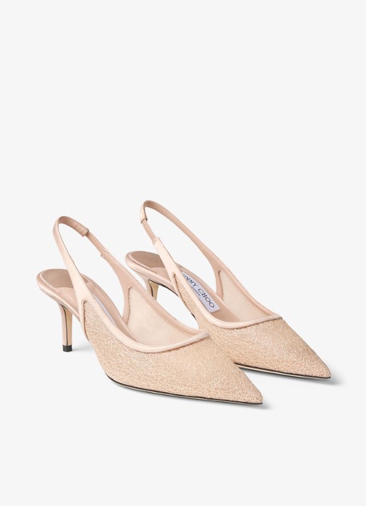 Jimmy Choo Love 65 slingback met glitter - detail 2 beige