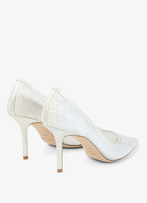 Jimmy Choo Love 85 pump met glitter - achterkant 3 wit