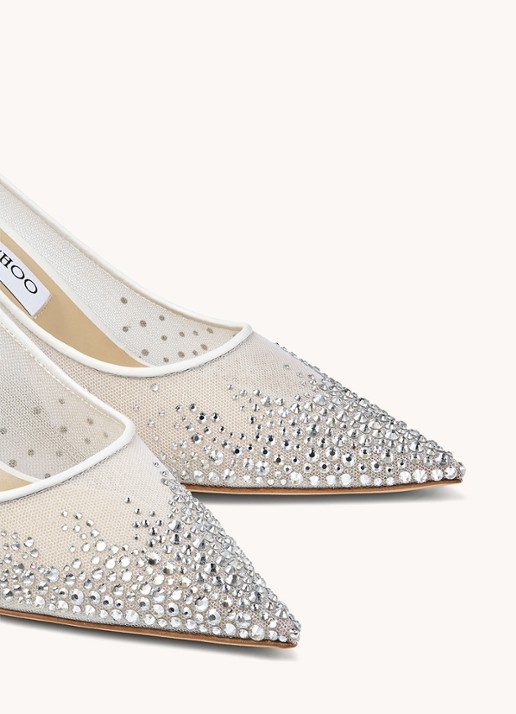 Jimmy Choo Love 85 pump met strass en mesh details  - detail 2 wit