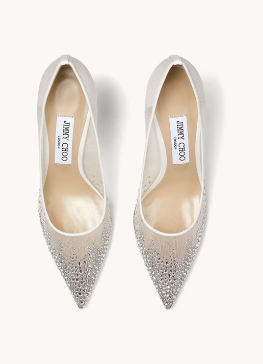 Jimmy Choo Love 85 pump met strass en mesh details  - detail 3 wit