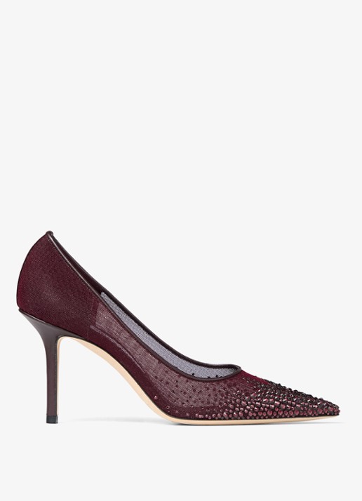 Jimmy Choo Love 85 pump van mesh met strass