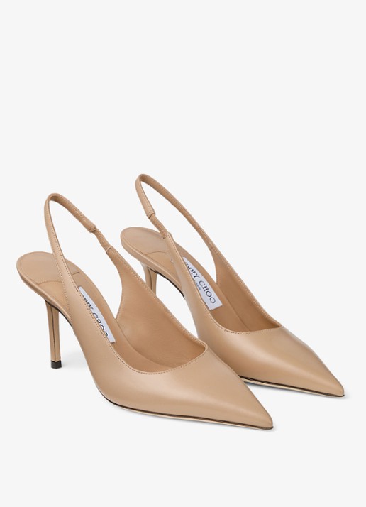 Jimmy Choo Love 85 slingback van kalfsleer - voorkant 2 beige