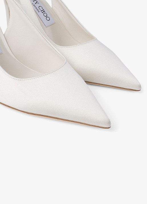 Jimmy Choo Love 85 slingback van lamsleer met details van satijn - detail 4 ivoor