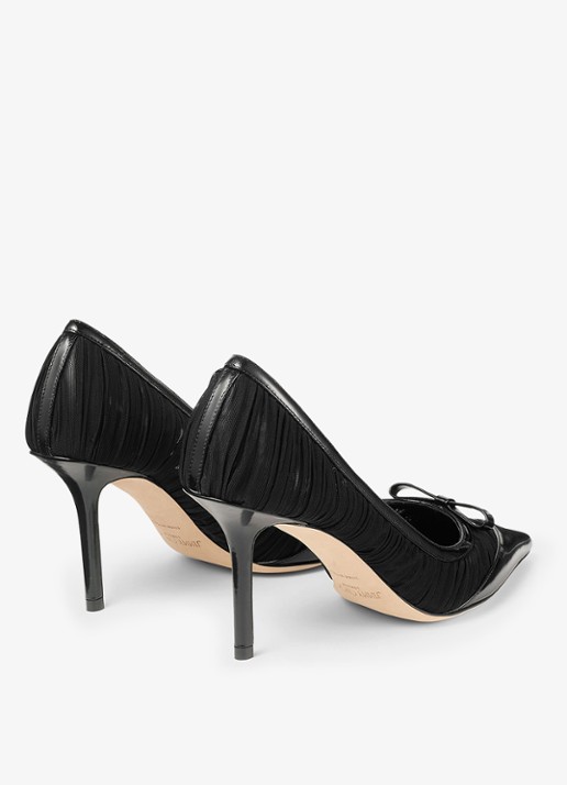 Jimmy Choo Love/Mesh 85 pump van lamsleer met mesh details - achterkant 5 zwart