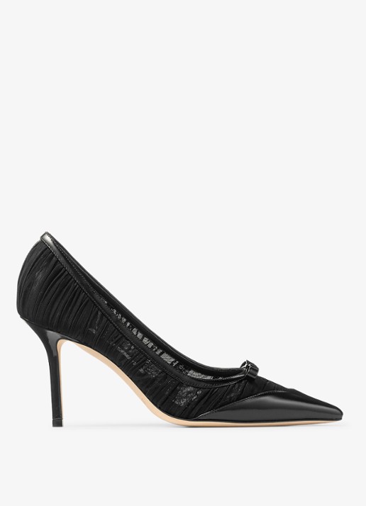Jimmy Choo Love/Mesh 85 pump van lamsleer met mesh details