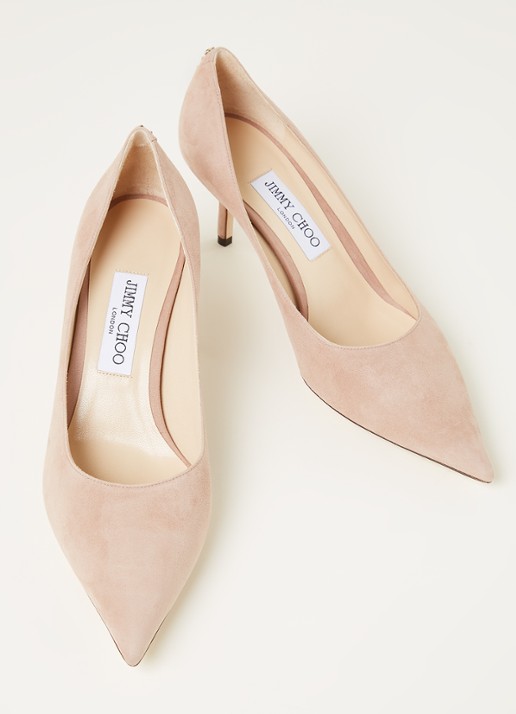 Jimmy Choo Love pump van suède - detail 2 oudroze