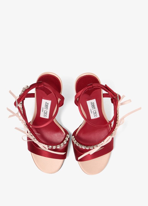 Jimmy Choo Lula 100 sandalette van satijn - detail 3 rood