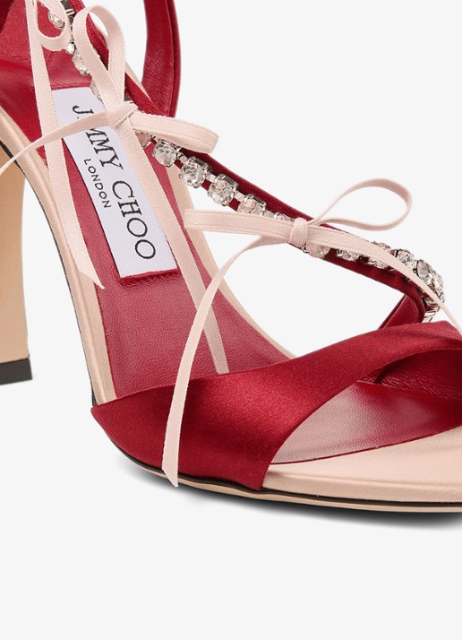 Jimmy Choo Lula 100 sandalette van satijn - detail 4 rood
