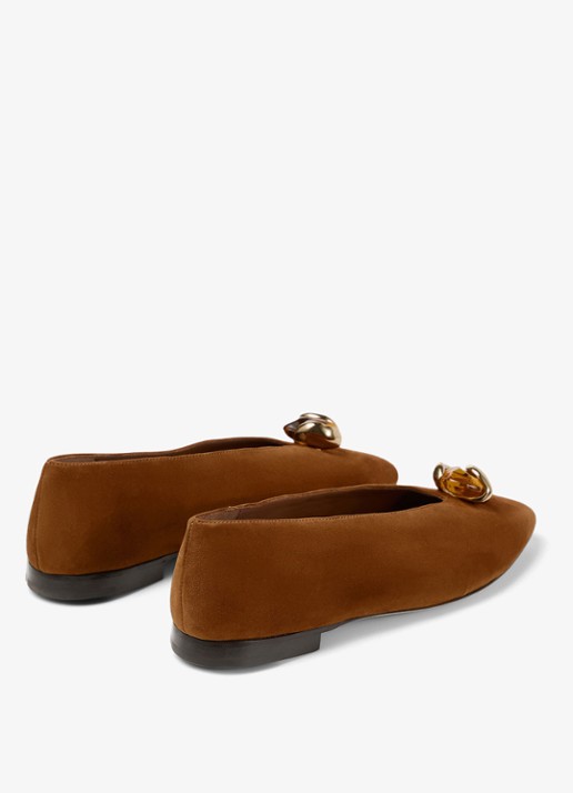 Jimmy Choo Margot ballerina van geitensuède - achterkant 3 bruin