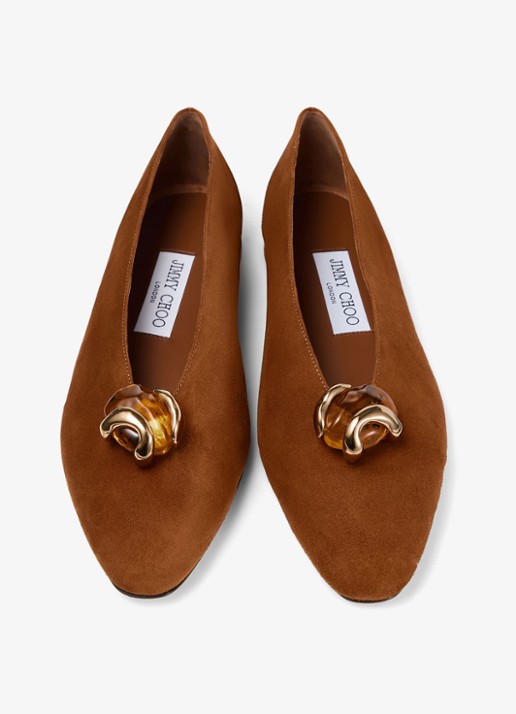 Jimmy Choo Margot ballerina van geitensuède - detail 5 bruin