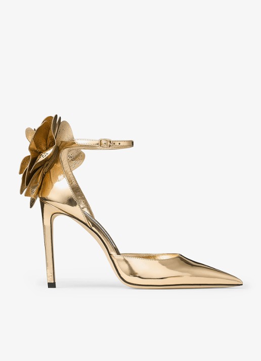 Jimmy Choo Marja 100 sandalette van kalfsleer met metallic finish
