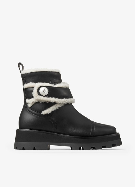 Jimmy Choo Meena enkellaarsje van leer - voorkant 3 zwart