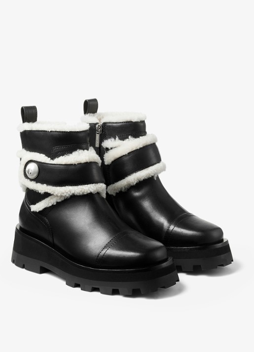 Jimmy Choo Meena enkellaarsje van leer - voorkant 4 zwart