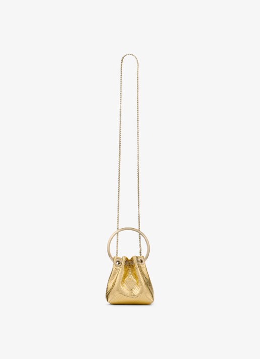 Jimmy Choo Micro Bon Bon handtas van leer met metallic finish - detail 3 goud