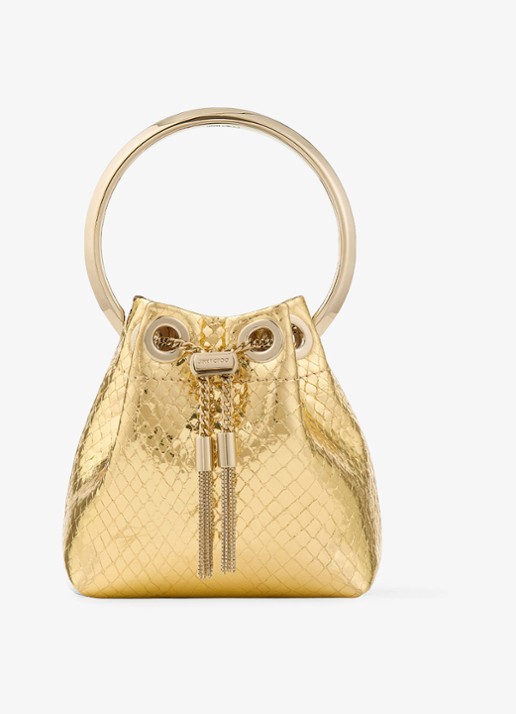 Jimmy Choo Micro Bon Bon handtas van leer met metallic finish