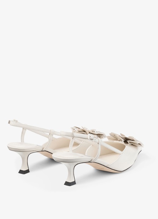 Jimmy Choo Mimmi 50 slingback van lamsleer - achterkant 3 gebroken wit