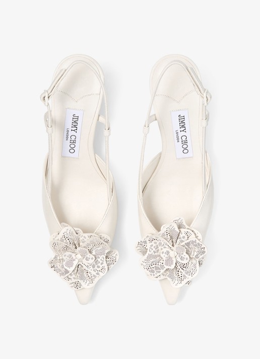 Jimmy Choo Mimmi 50 slingback van lamsleer - detail 4 gebroken wit