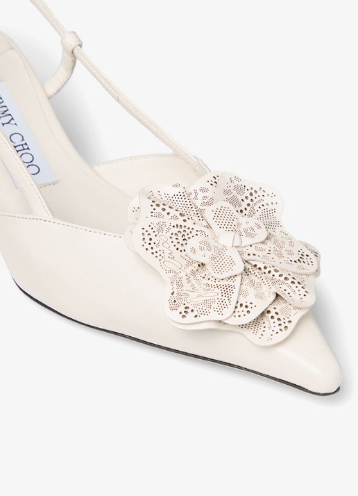 Jimmy Choo Mimmi 50 slingback van lamsleer - detail 5 gebroken wit