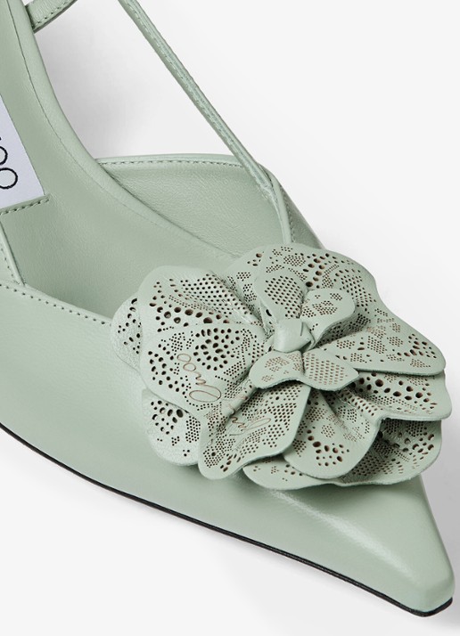 Jimmy Choo Mimmi 50 slingback van lamsleer - detail 2 groen